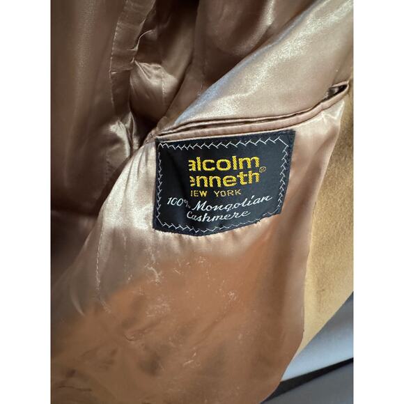 Vtg Malcom Kenneth Mongolian Cashmere Coat Camel Tan Overcoat Men L - Picture 6 of 6